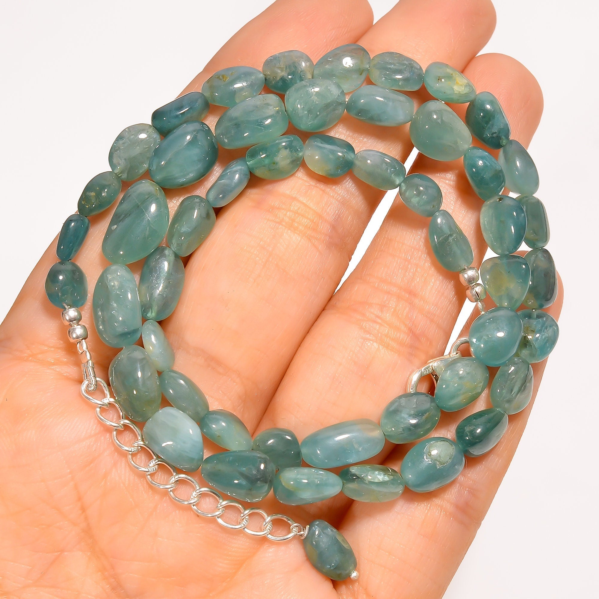 grandidierite natural tumbled shape smooth gemstone necklace